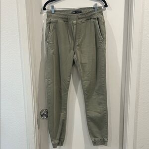 Zara Men's Stretchy Olive Green Joggers Size Small